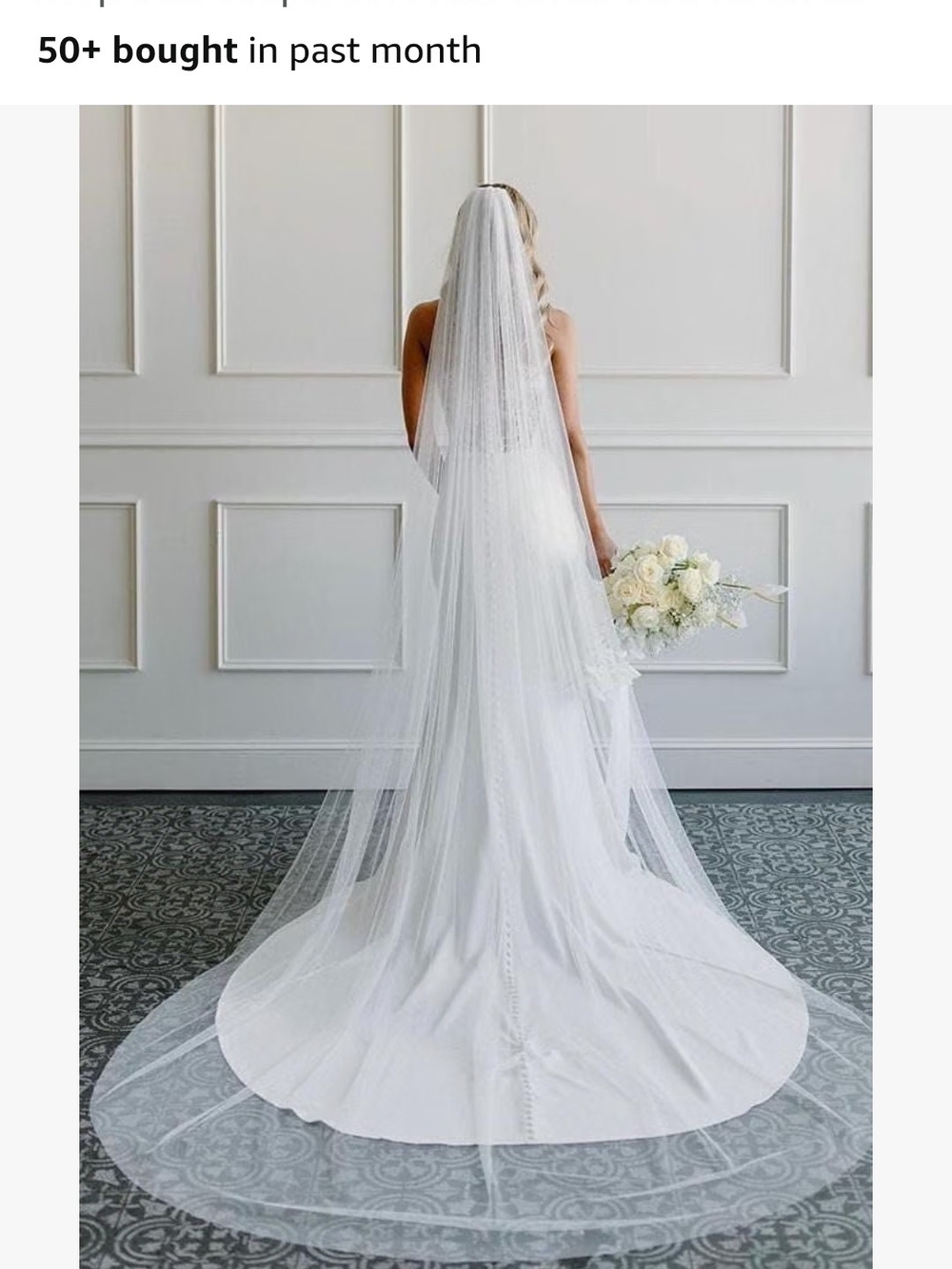 White Cathedral Length Drop Wedding Veil 118" Simple Soft Tulle Amazon